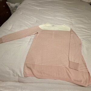 Caslon Pink and Cream Striped Sweater